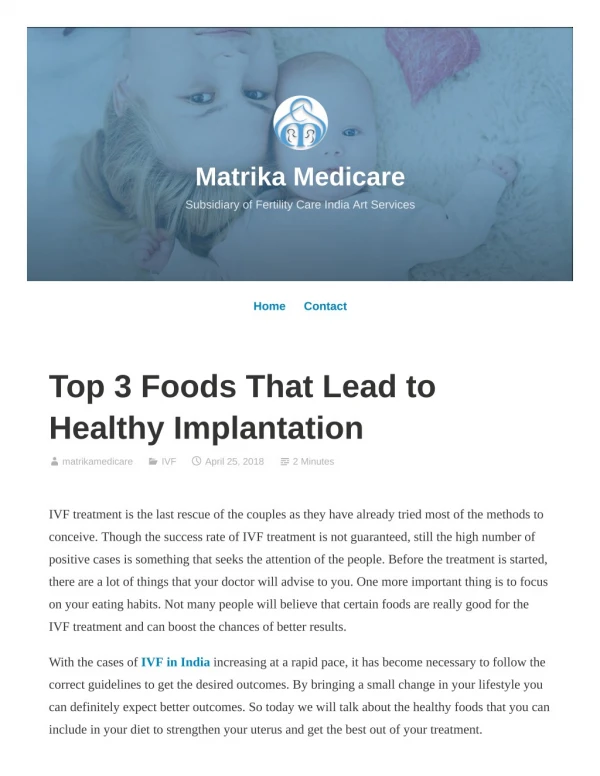 Top 3 Foods That Lead to Healthy Implantation