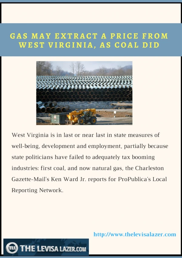 GAS MAY EXTRACT A PRICE FROM WEST VIRGINIA, AS COAL DID