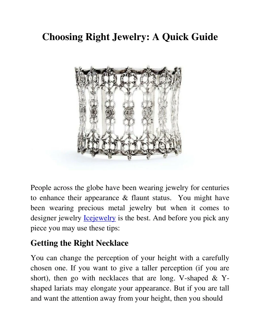 choosing right jewelry a quick guide
