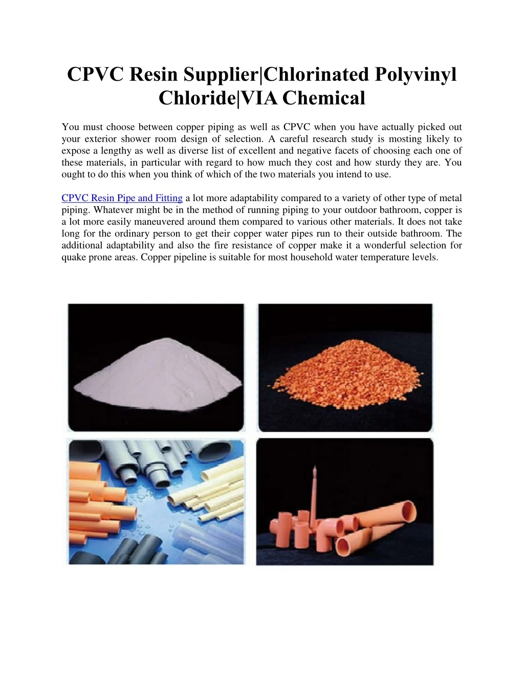 cpvc resin supplier chlorinated polyvinyl