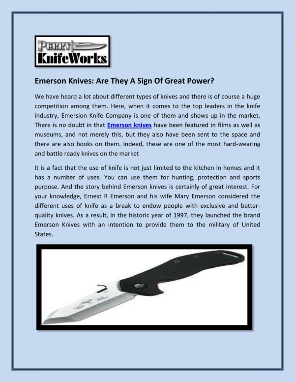 Emerson Knives: Are They A Sign Of Great Power?