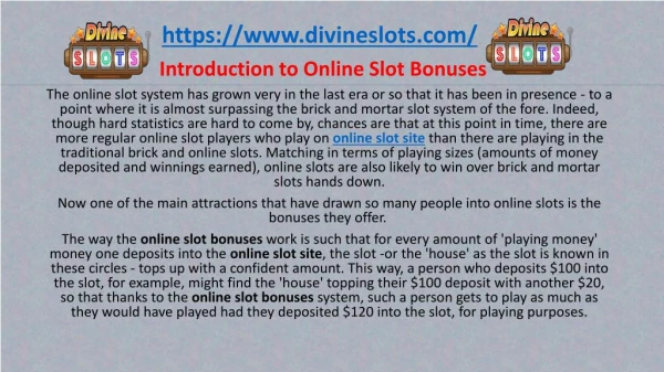 Introduction to Online Slot Bonuses