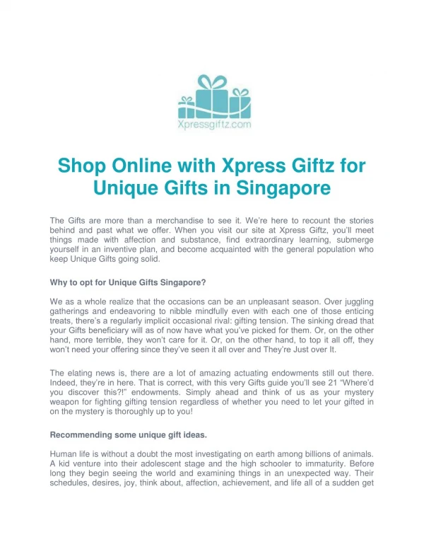 Unique Gift Ideas in Singapore at Xpress Giftz