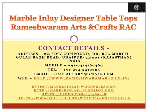 Marble Inlay Designer Table Tops Rameshwaram Arts &Crafts RAC