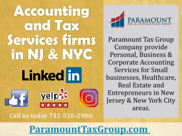 Accounting and Tax Services firms in NJ & NYC – ParamountTaxGroup.com