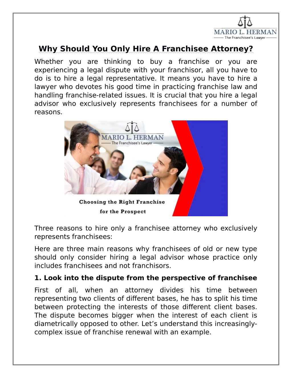 why should you only hire a franchisee attorney