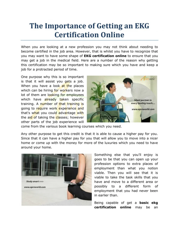The Importance of Getting an EKG Certification Online