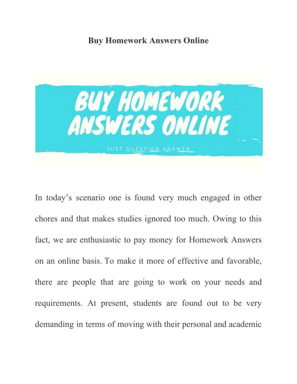 Buy Homework Answers Online | Just Question Answer