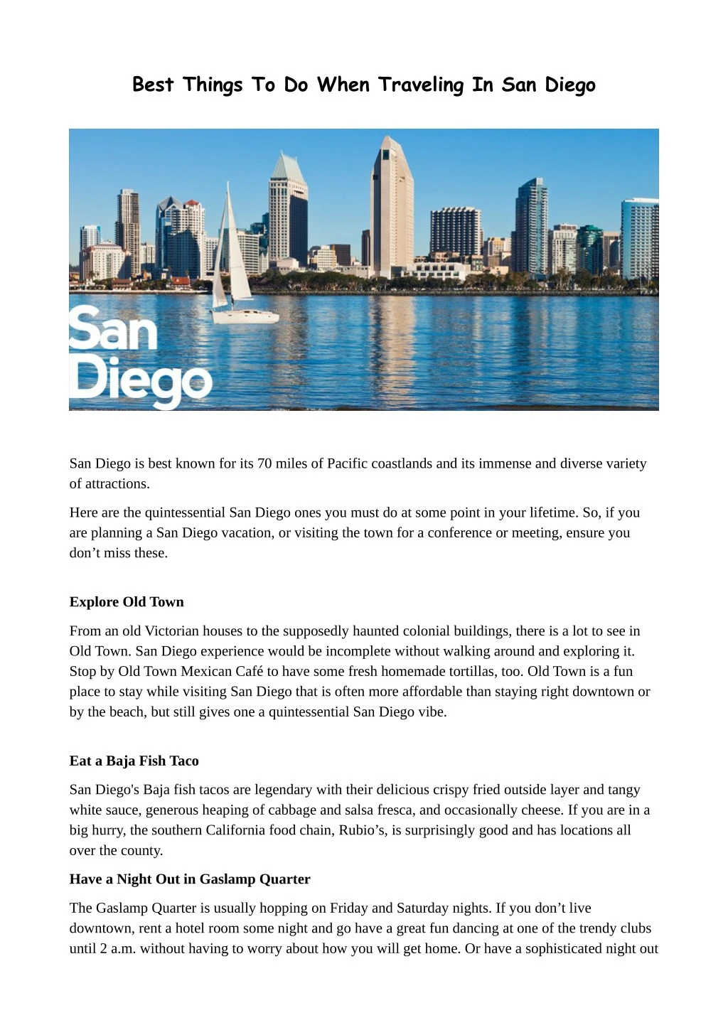 best things to do when traveling in san diego