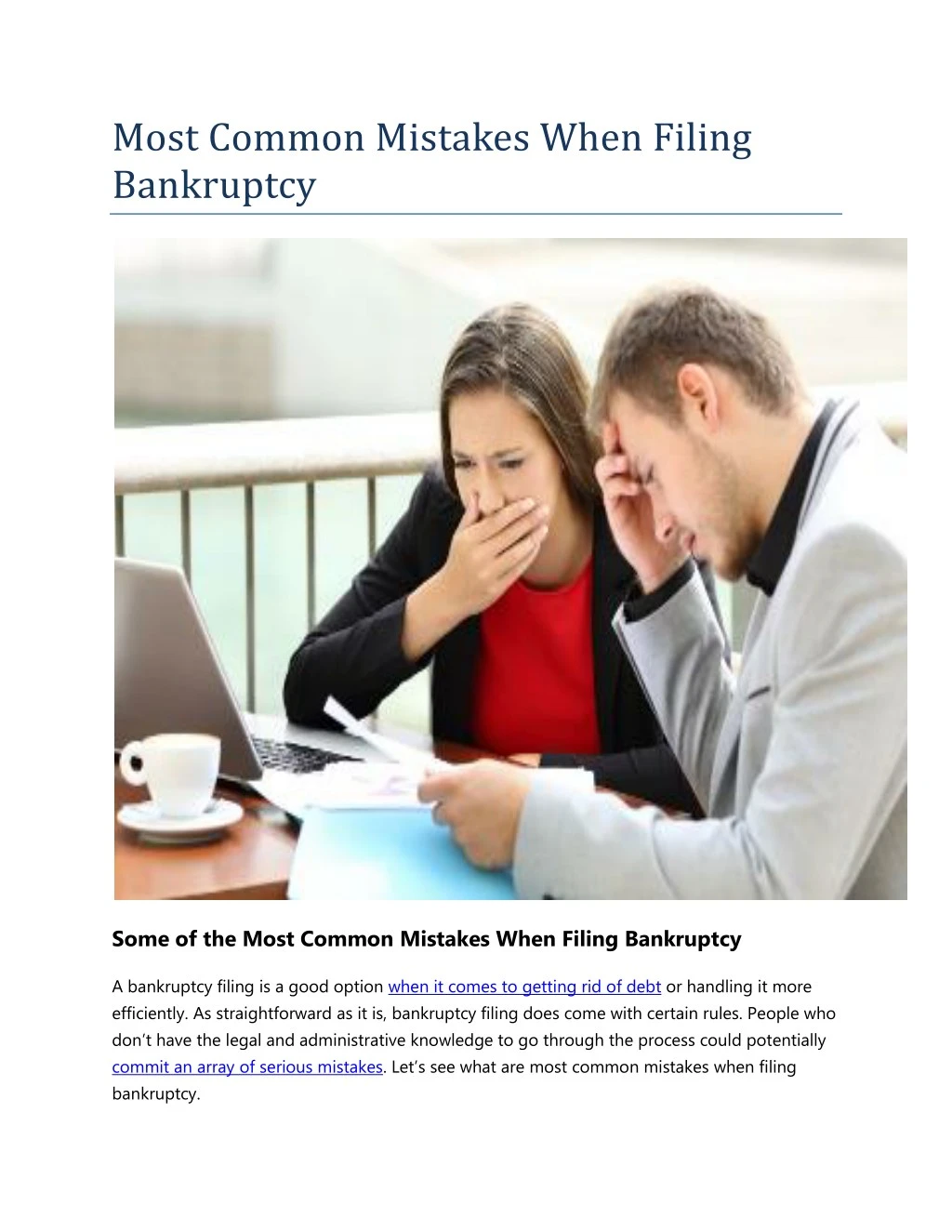 most common mistakes when filing bankruptcy