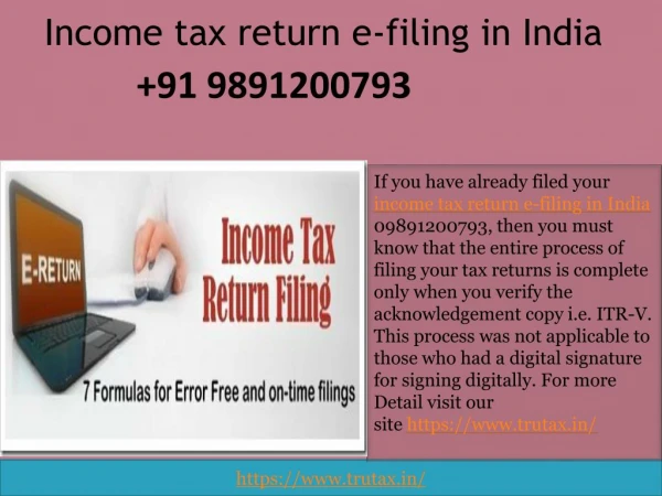 Here is how you can e-verify your income tax return e-filing in India 09891200793