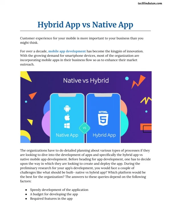 Hybrid App vs Native App - tecHindustan