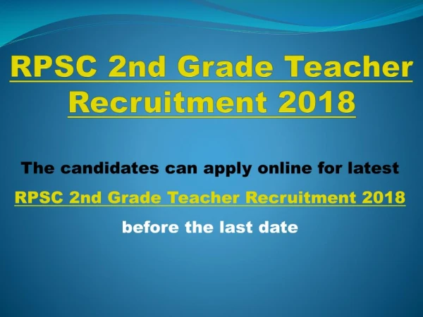 RPSC 2nd Grade Teacher Notification 2018