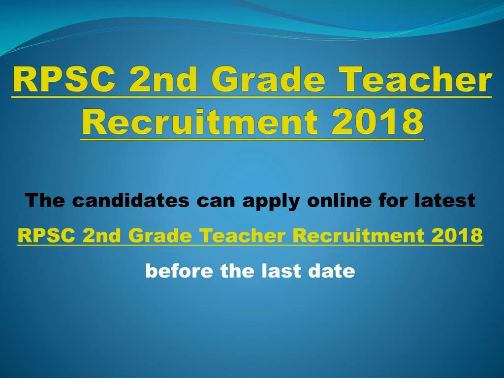 rpsc 2nd grade teacher recruitment 2018