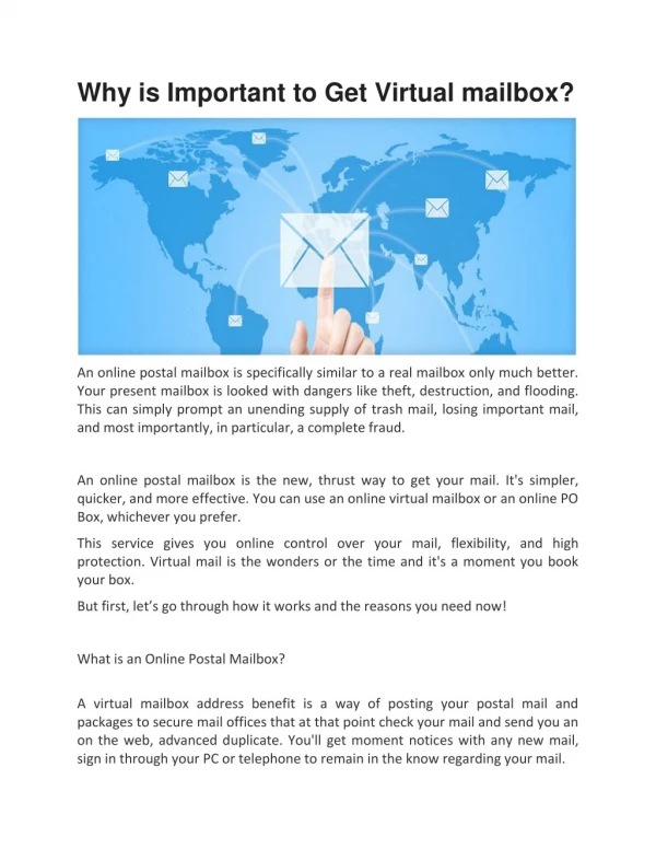Why is Important to Get Virtual mailbox?