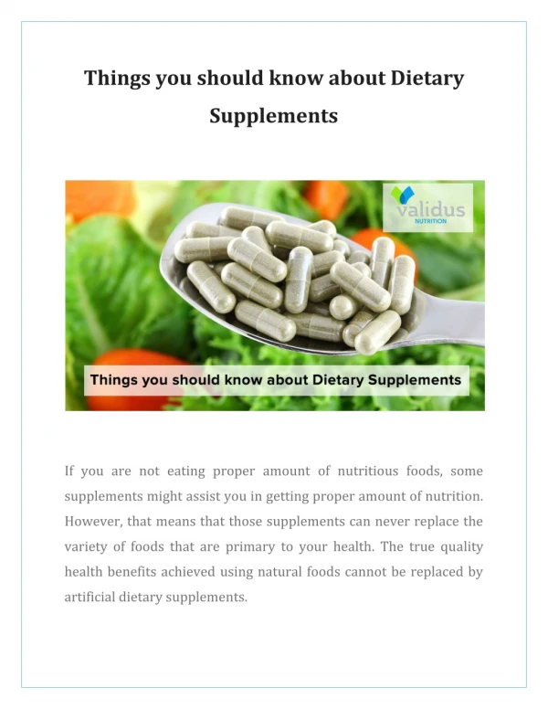 Things you should know about Dietary Supplements