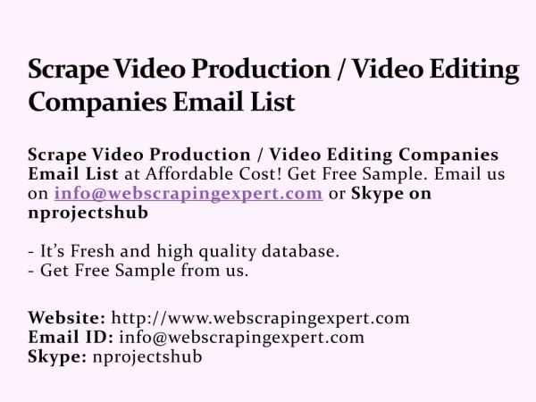Scrape Video Production / Video Editing Companies Email List