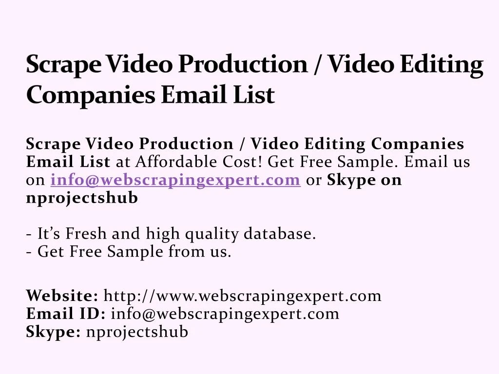 scrape video production video editing companies email list