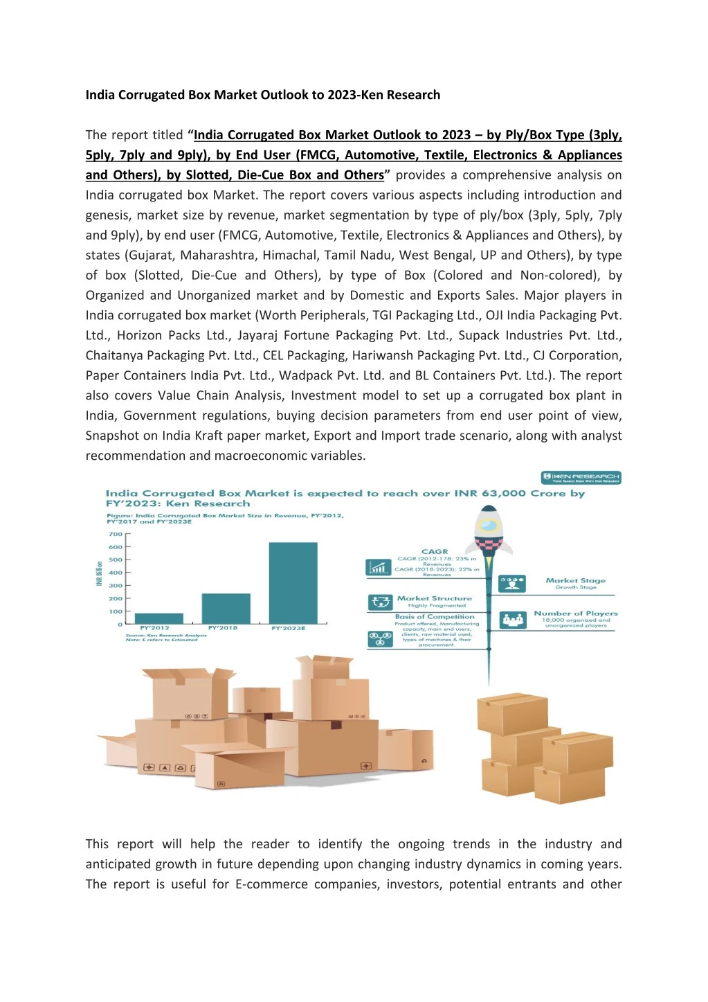 india corrugated box market outlook to 2023