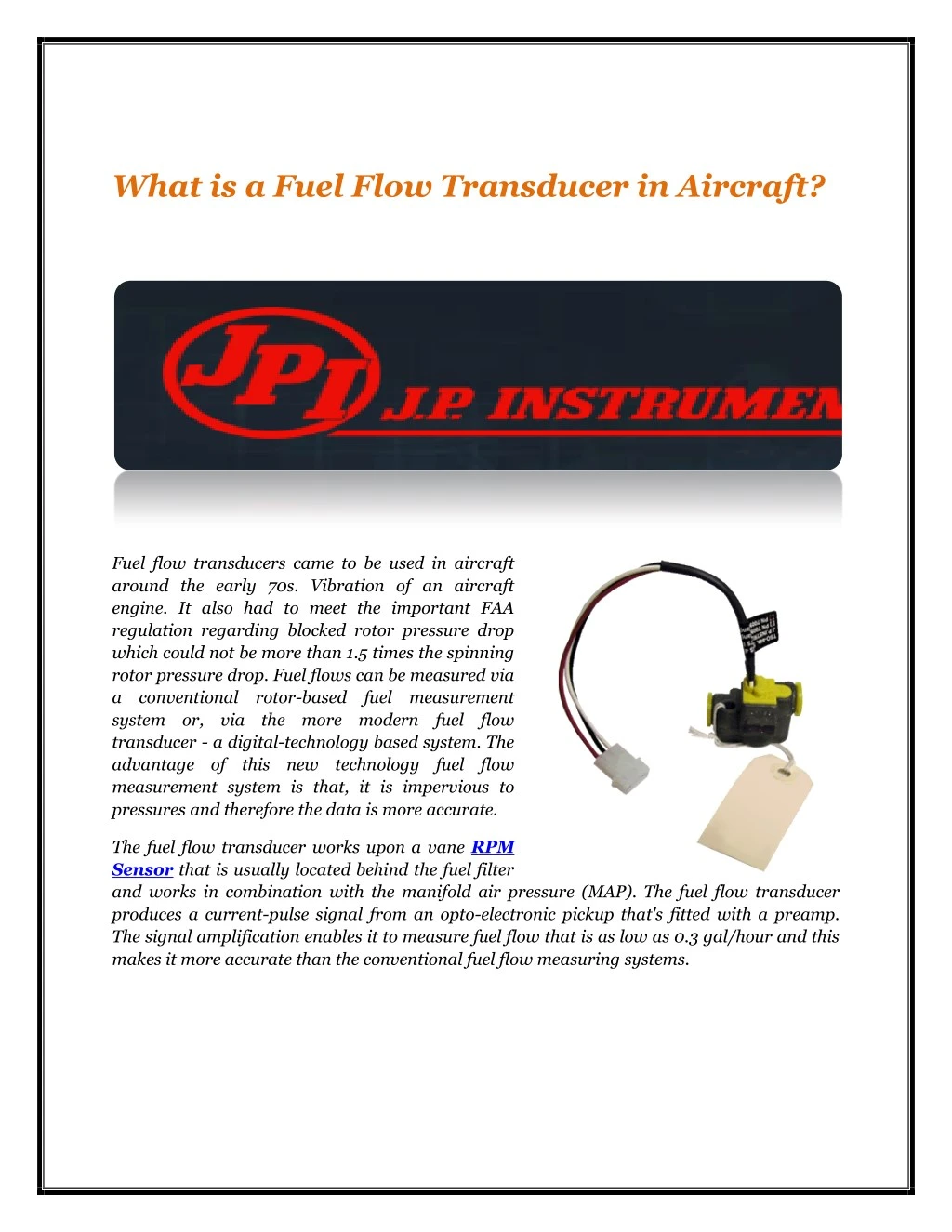 what is a fuel flow transducer in aircraft