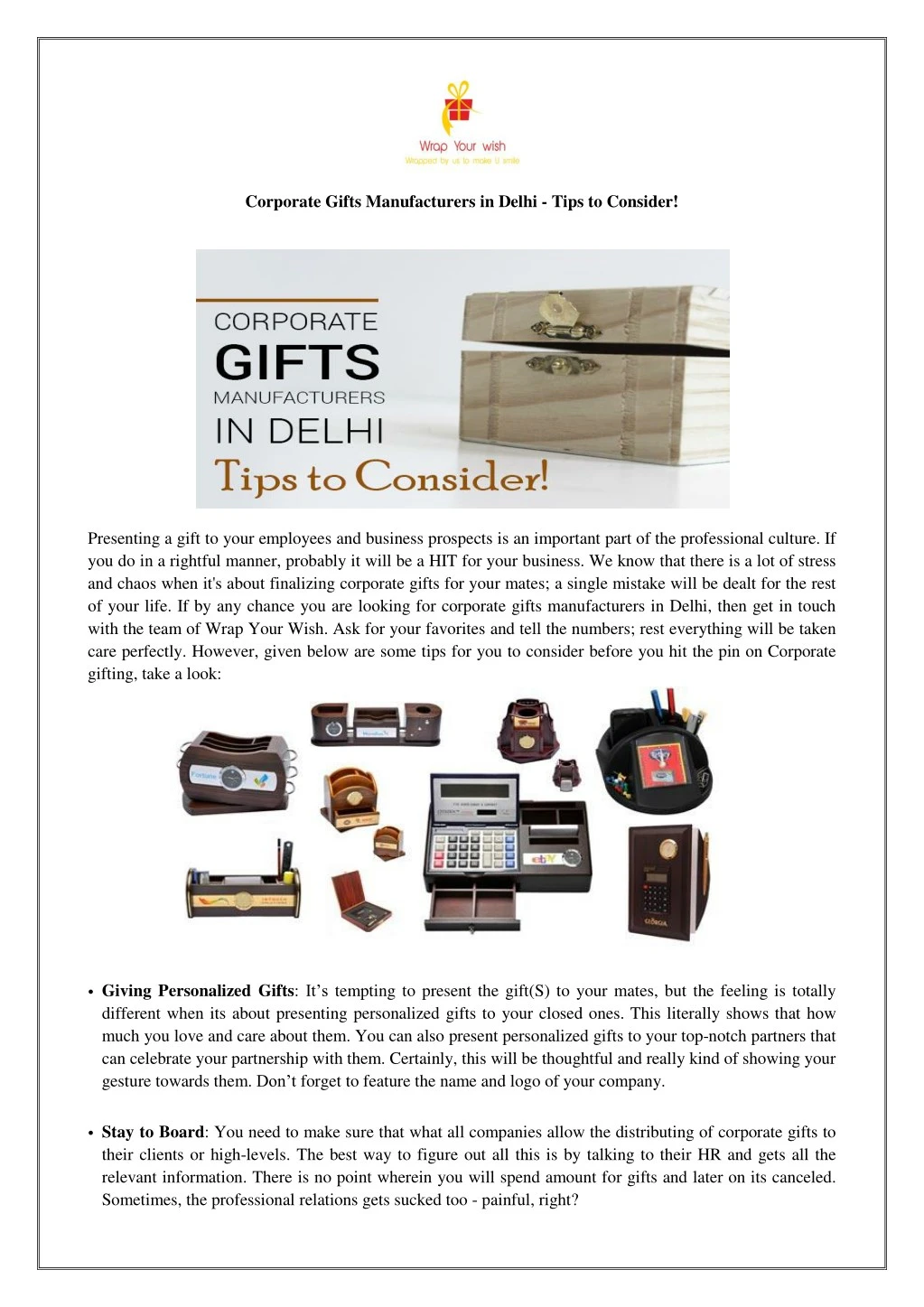 corporate gifts manufacturers in delhi tips