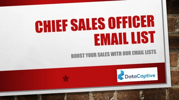 Chief Sales Officer Email List | Chief Sales Officer (CSO) Mailing Database