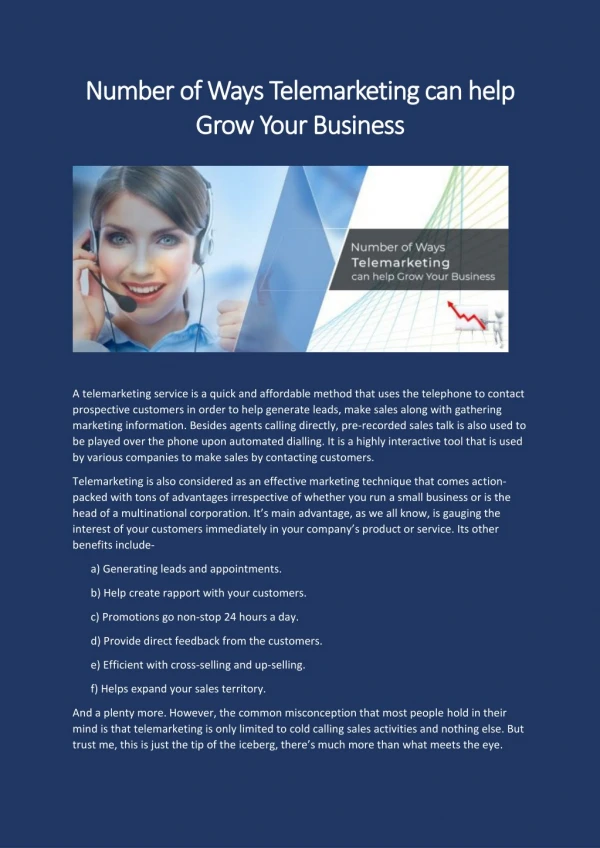 Number of Ways Telemarketing can help Grow Your Business