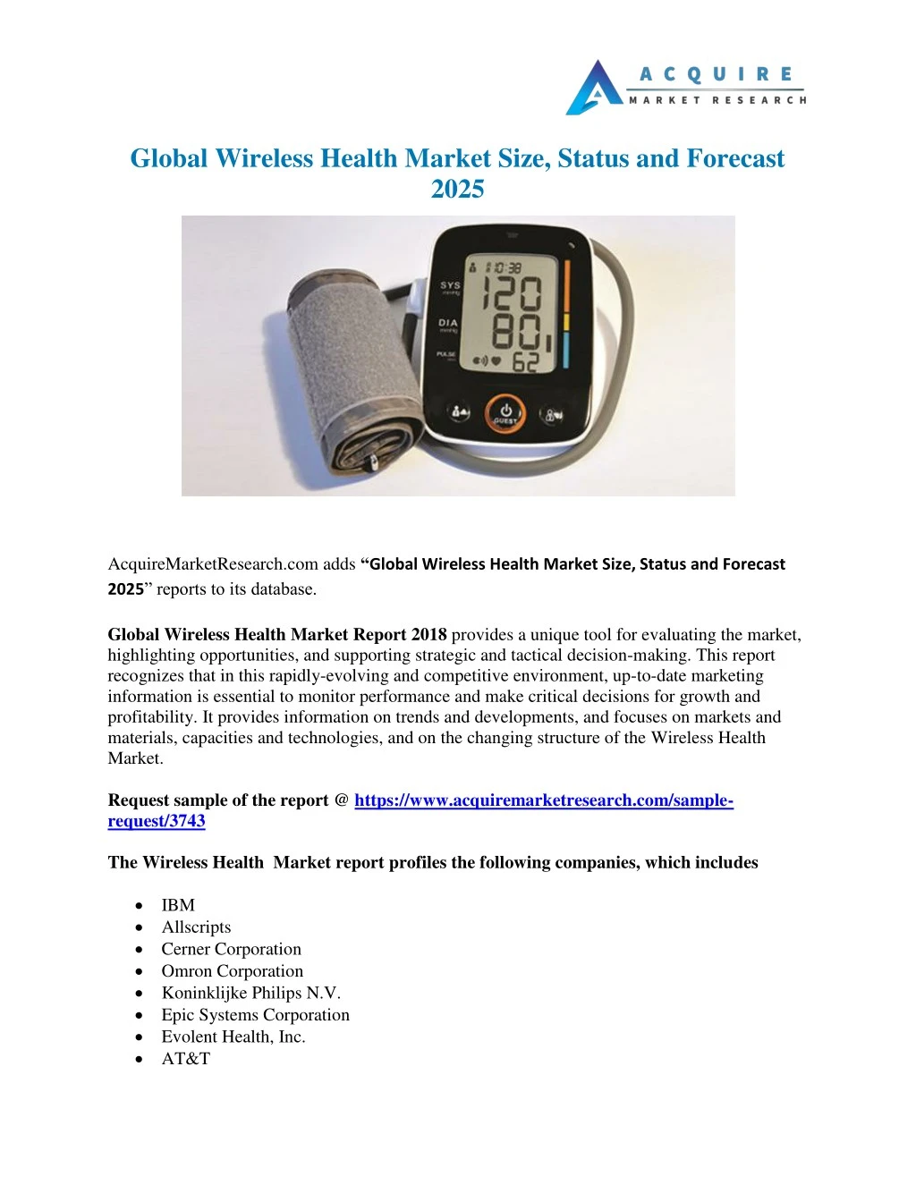 global wireless health market size status