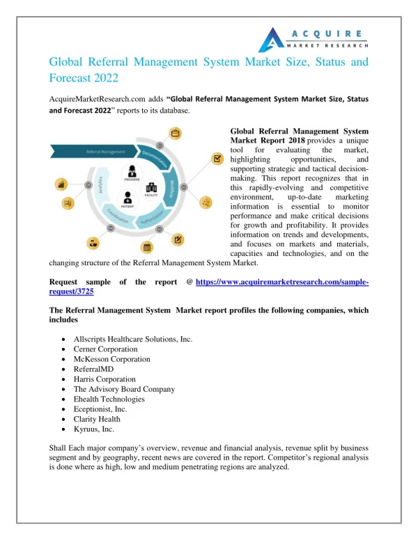 Referral Management System Market Analysis, Segment, Trends and Forecasts, 2018-2025