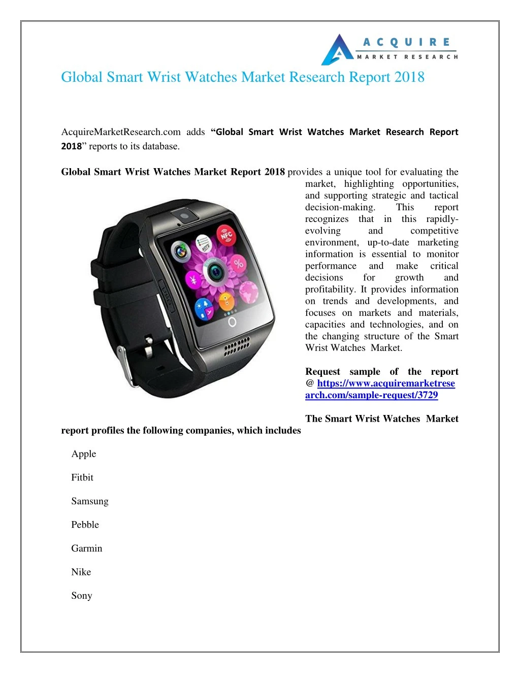 global smart wrist watches market research report