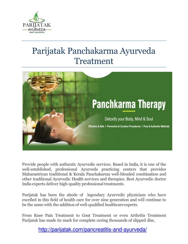 Pancreatitis and ayurveda symptoms and its medicines only at Parijatak