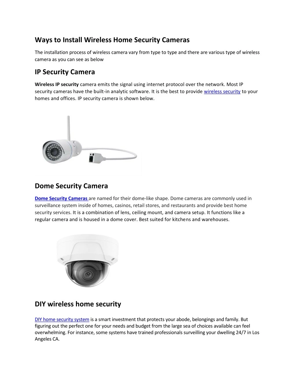 ways to install wireless home security cameras