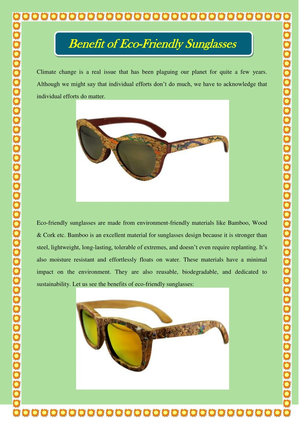 benefit of eco benefit of eco friendly sunglasses
