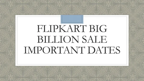 Flipkart Big Bilion Sale