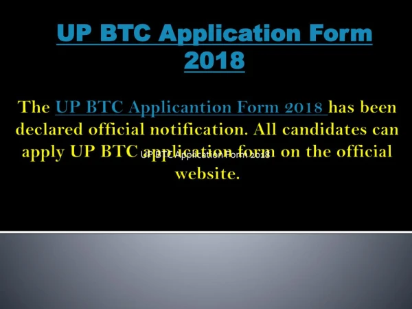 UP BTC Application form 2018