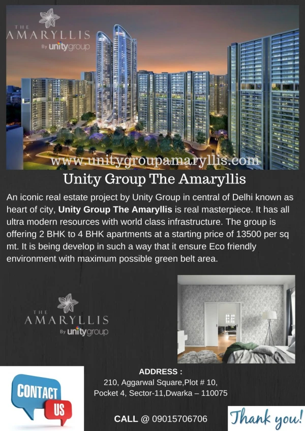 Unity Group The Amaryllis at prime location in central Delhi