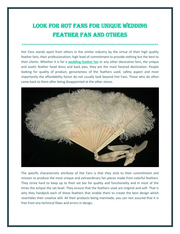 Look For Hot Fans for Unique Wedding Feather Fan and Others