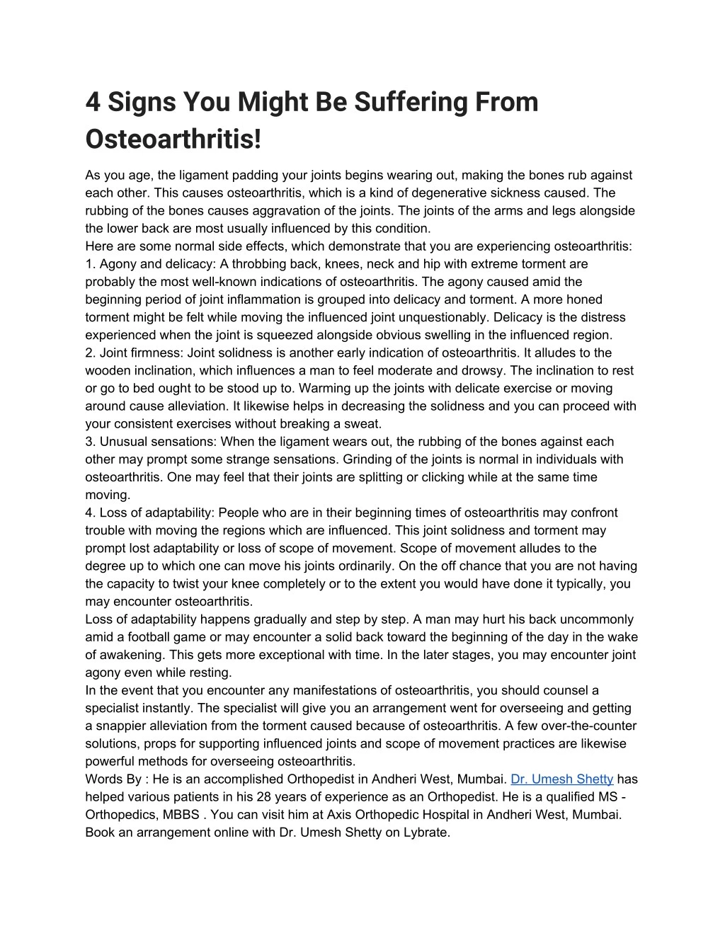 4 signs you might be suffering from osteoarthritis
