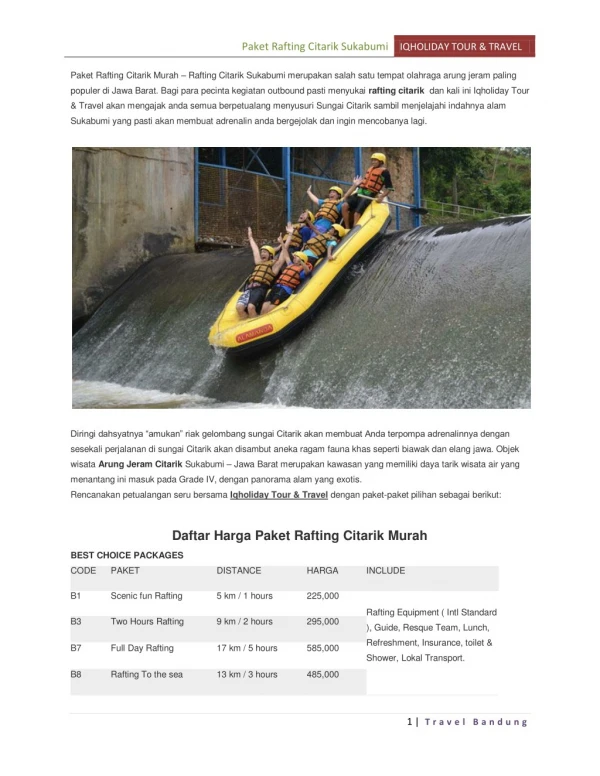 Rafting Citarik Sukabumi - Paket Arung Jeram