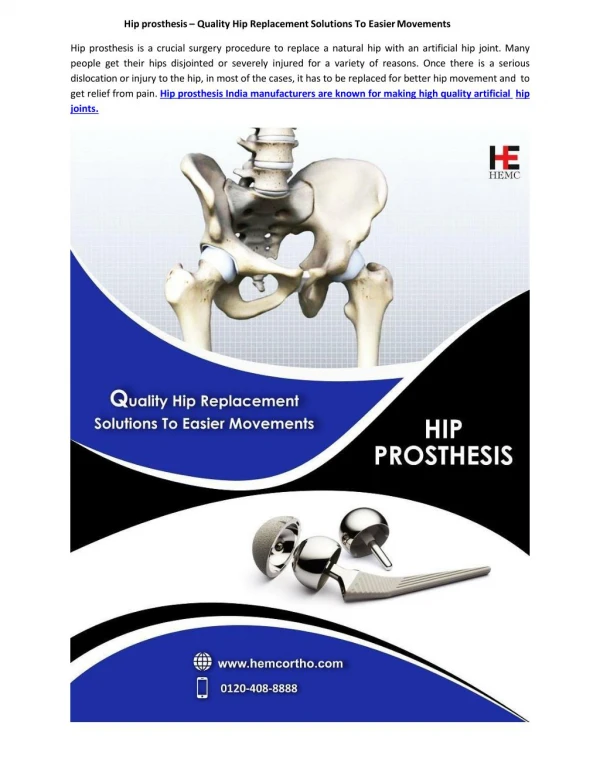 Quality Hip Replacement Solutions To Easier Movements