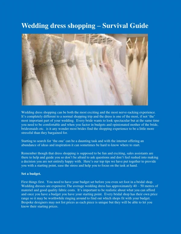 Wedding dress shopping – Survival Guide