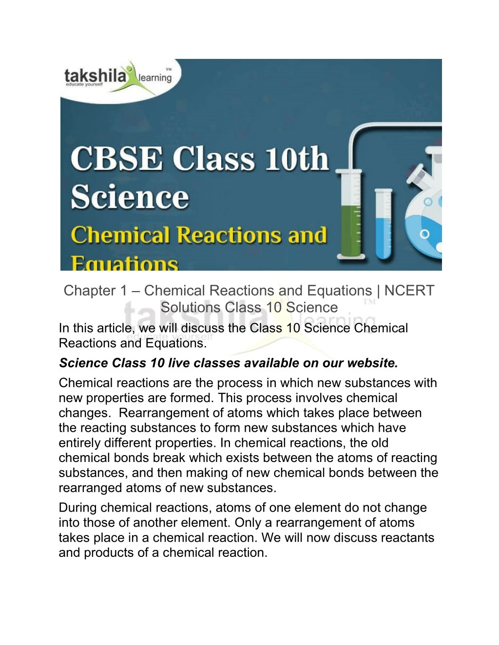 chapter 1 chemical reactions and equations ncert