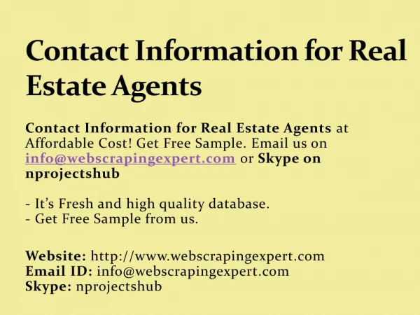 Contact Information for Real Estate Agents