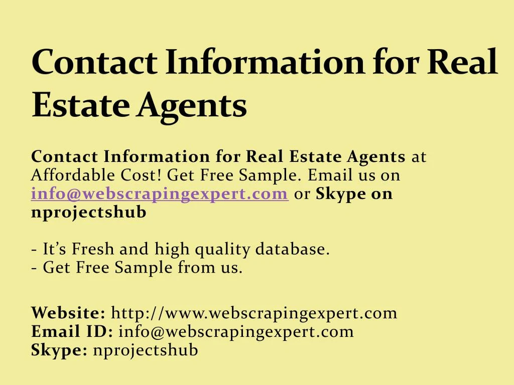 contact information for real estate agents