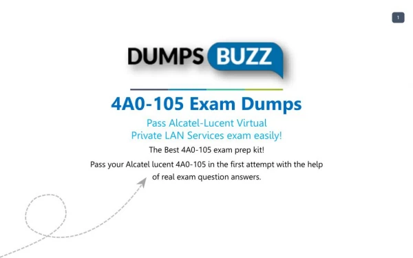 4A0-105 VCE Dumps - Helps You to Pass Alcatel lucent 4A0-105 Exam