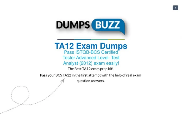 BCS TA12 Dumps Download TA12 practice exam questions for Successfully Studying