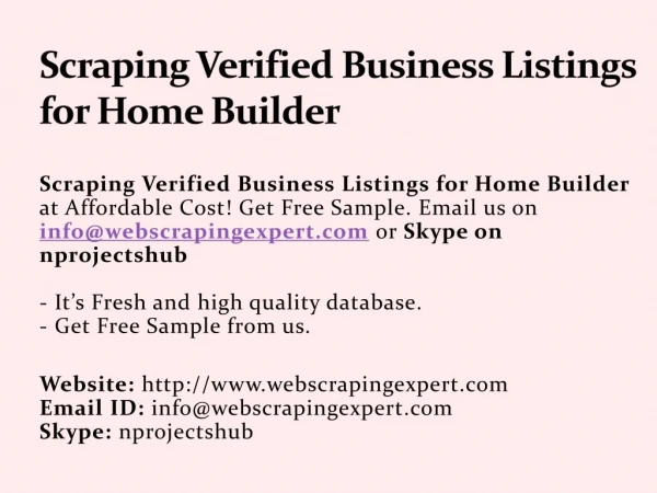 Scraping Verified Business Listings for Home Builder