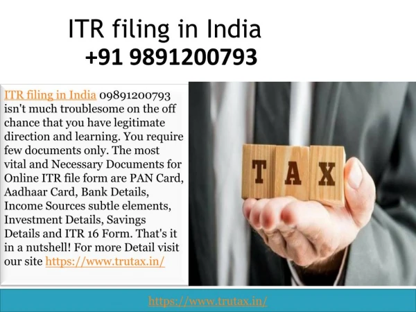 What are Documents for ITR filing in India 09891200793?
