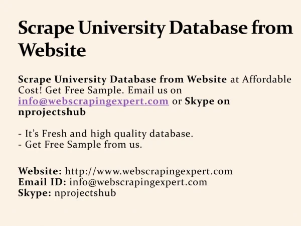 Scrape University Database from Website