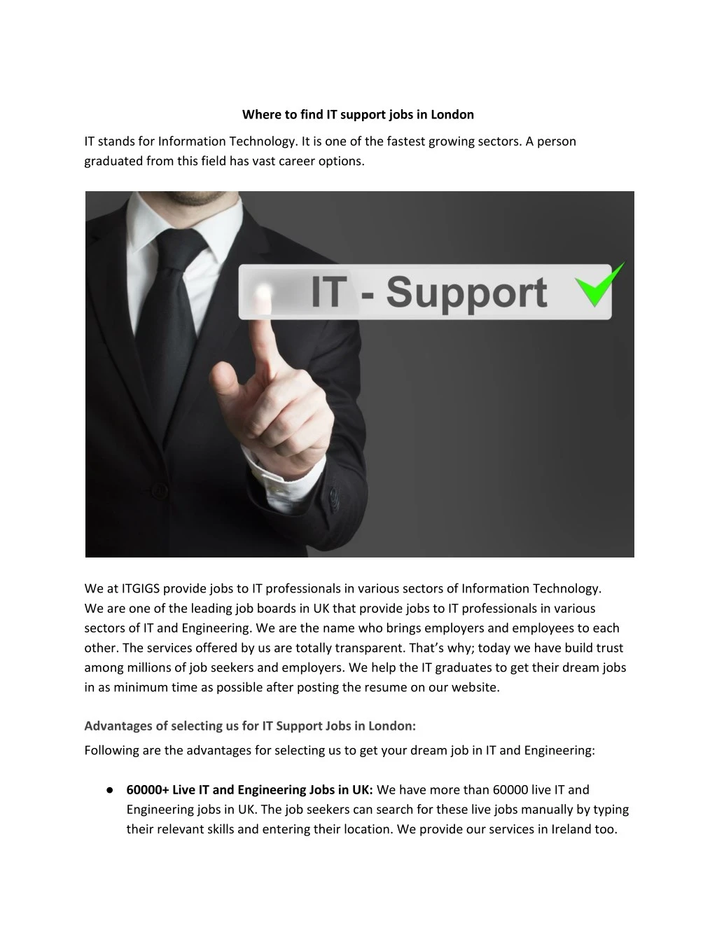 where to find it support jobs in london